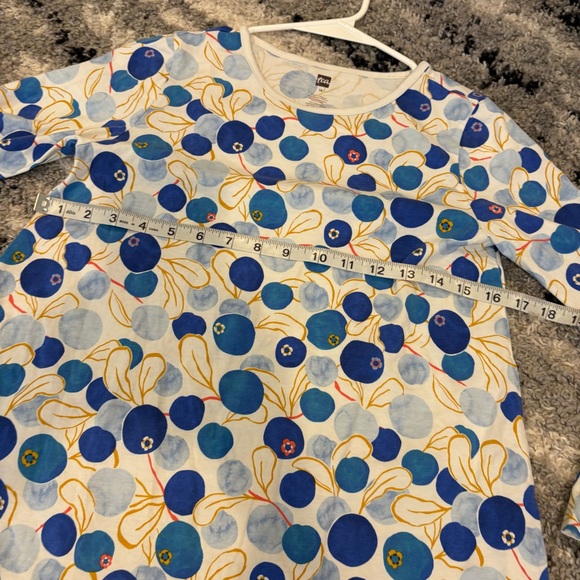 Tea Collection Long Sleeve Ruffle Dress Blueberry Print Size 14 - Picture 5 of 6